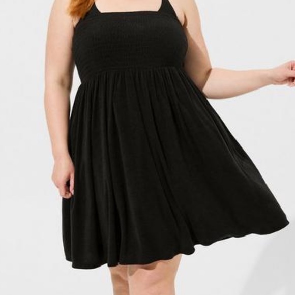 torrid Dresses & Skirts - Torrid Black Terry Cloth Smocked Beach Tube Dress